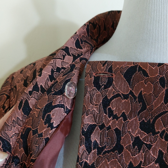 Vintage 80's Carissimo Rose Gold Metallic Embroidered Peplum Elegant Blazer - Picture 11 of 15